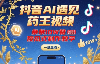 抖音AI遇见药王视频，条条10W赞，快速起千粉万粉号，傻瓜式制作教学-徐小晨博客