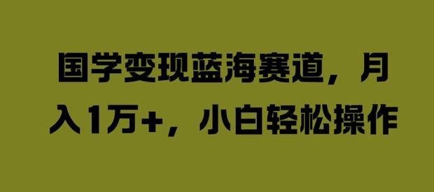 国学变现蓝海赛道，月入1W+，小白轻松操作【揭秘】-徐小晨博客