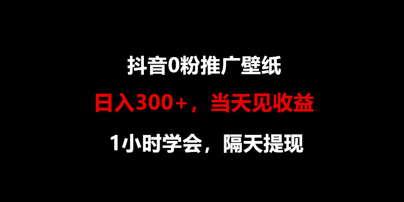 日入300+，抖音0粉推广壁纸，1小时学会，当天见收益，隔天提现-徐小晨博客