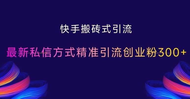 快手搬砖式引流，最新私信方式精准引流创业粉300+-徐小晨博客