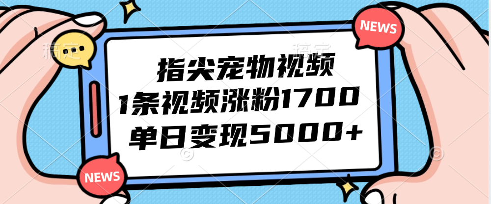 指尖宠物视频，1条视频涨粉1700，单日变现5000+-徐小晨博客