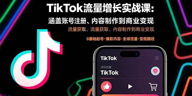TikTok流量增长实战课：涵盖账号注册、流量获取、内容制作到商业变现-徐小晨博客