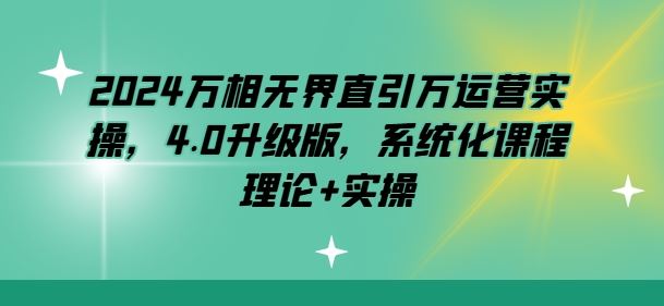 2024万相无界直引万运营实操，4.0升级版，系统化课程 理论+实操-徐小晨博客