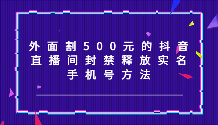外面割500元的抖音直播间封禁释放实名/手机号方法！-徐小晨博客