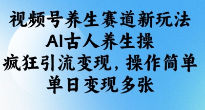 视频号养生赛道新玩法，AI古人养生操，疯狂引流变现，操作简单，单日变现多张-徐小晨博客