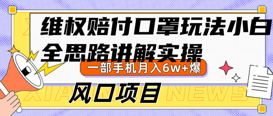 维权赔付口罩玩法，小白也能月入6w+，风口项目实操-徐小晨博客