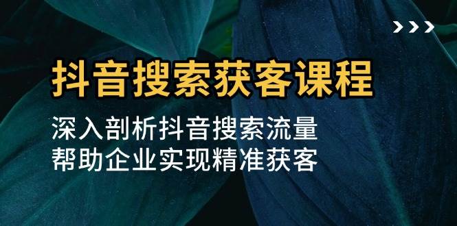 抖音搜索获客课程：深入剖析抖音搜索流量，帮助企业实现精准获客-徐小晨博客
