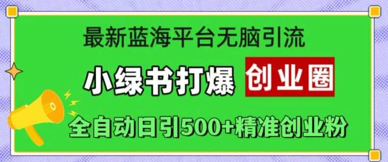 最新蓝海平台无脑引流，小绿书打爆创业圈，全自动日引500+精准创业粉-徐小晨博客