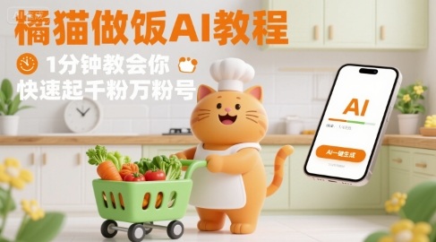 有趣的橘猫买菜做饭视频，用AI一键搞定，1分钟教会你，快速起千粉万粉号-徐小晨博客