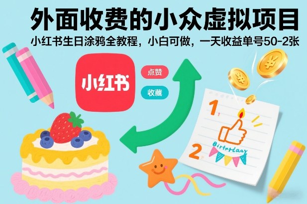 小红书生日涂鸦全教程，小众副业小白可做，轻松实现稳定日收益-徐小晨博客
