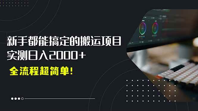 平台主动扶持的新风口，0基础轻松起号，搬运剪辑日入2000+！-徐小晨博客