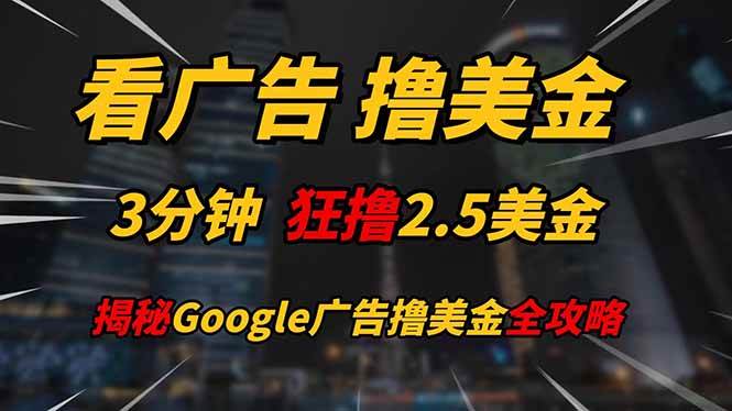 看广告，撸美金！！3分钟赚2.5美金！！日入200美金不是梦！揭秘Google…-徐小晨博客