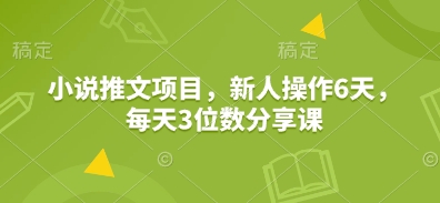 小说推文项目，新人操作6天，每天3位数分享课-徐小晨博客