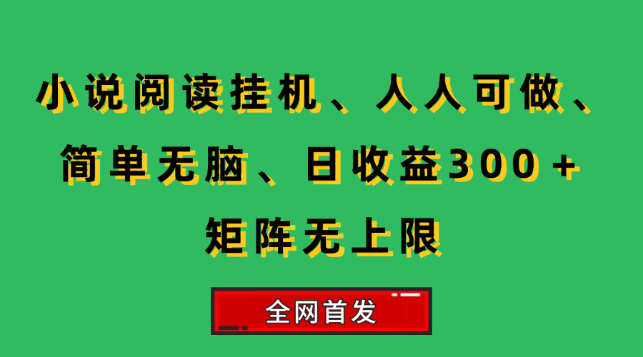 小说挂机阅读，人人可做，简单无脑，一天收益300＋矩阵无限上-徐小晨博客