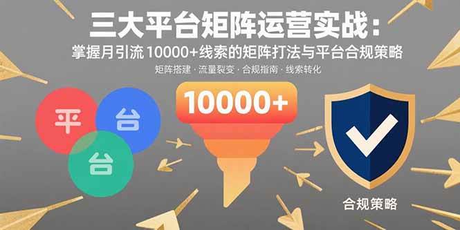 三大平台矩阵运营实战：掌握月引流10000+线索的矩阵打法与平台合规策略-徐小晨博客