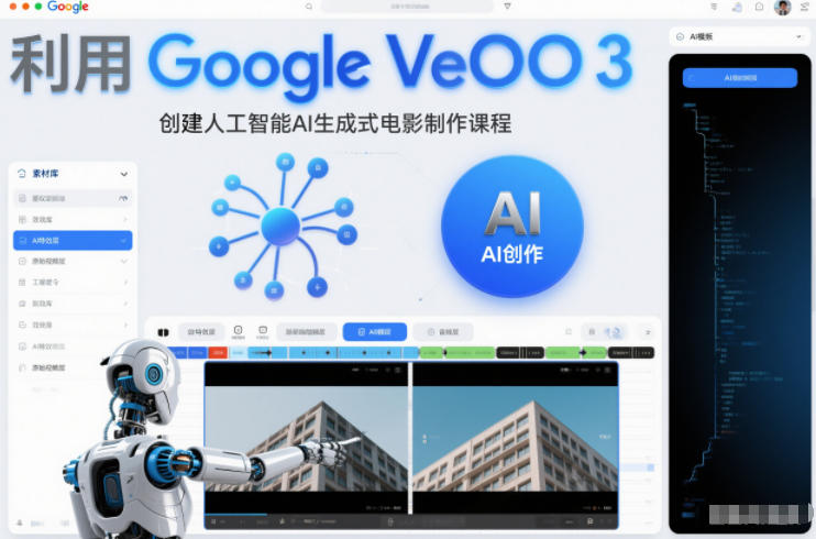 利l用Google Veo 3创建人工智能AI生成式电影制作课程，使用人工智能的力量创建令人惊叹的视频-徐小晨博客