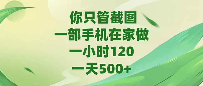 你只管截图,一部手机在家做,一小时120,-天500+-徐小晨博客
