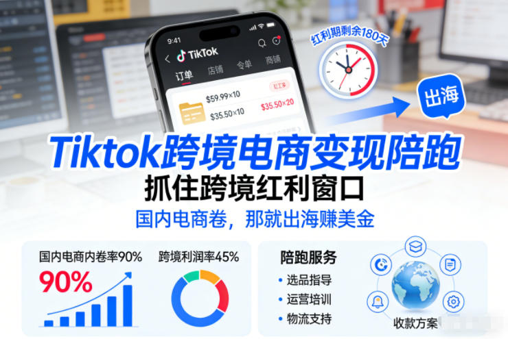 Tiktok跨境电商变现陪跑，抓住跨境红利窗口，国内电商卷，那就出海賺美金-徐小晨博客