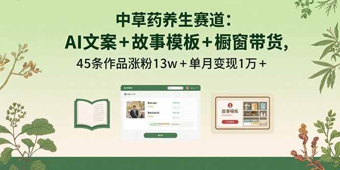 图片[1]-中草药养生赛道：AI文案+故事模板+橱带货，45条作品涨粉13w+单月变现1万+-徐小晨博客