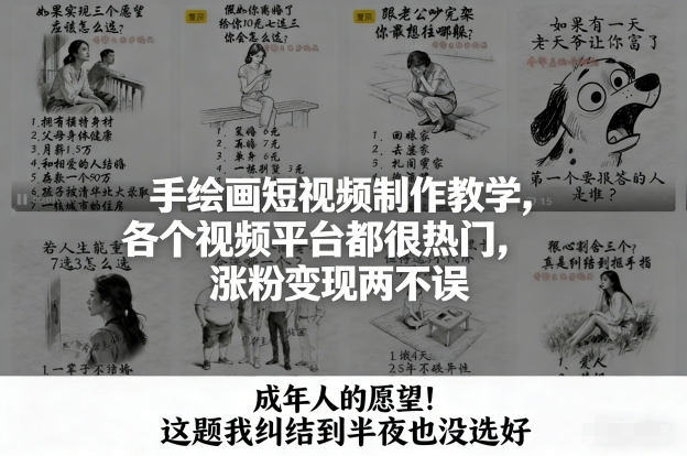 手绘画短视频教学，平台热门易上手，涨粉变现两不误-徐小晨博客