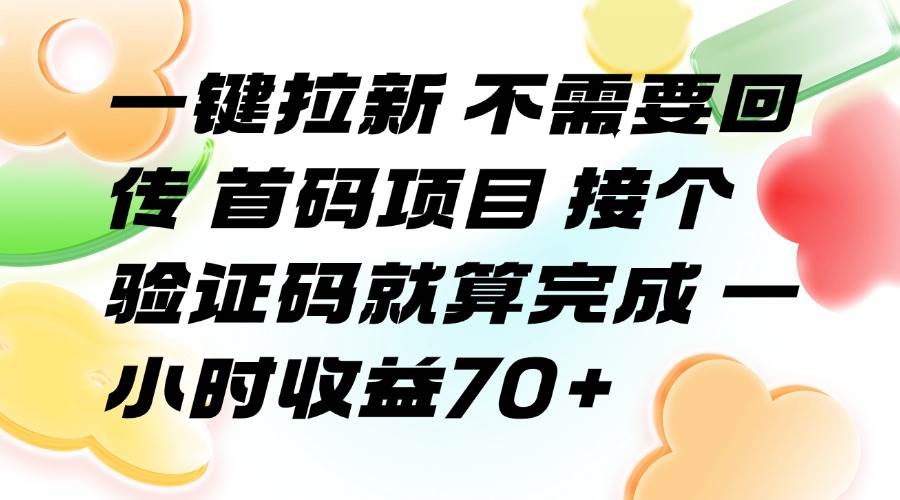 一键拉新 不需要回传 首码项目 接个验证码就算完成 一小时收益70+-徐小晨博客