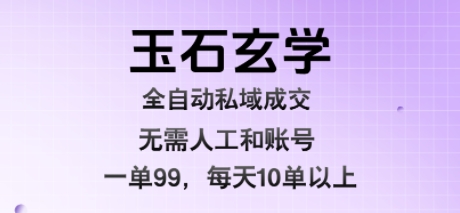 玉石玄学全自动私域成交，一单99每天十单以上，无需人工和矩阵账号，蓝海项目直接干【揭秘】-徐小晨博客