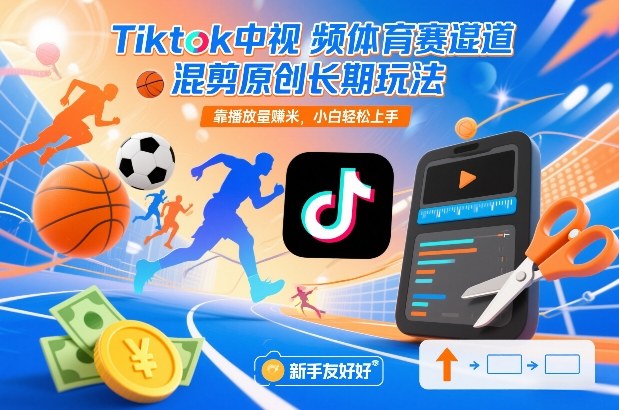Tiktok中视频体育赛道混剪原创长期玩法，靠播放量賺米，小白轻松上手-徐小晨博客