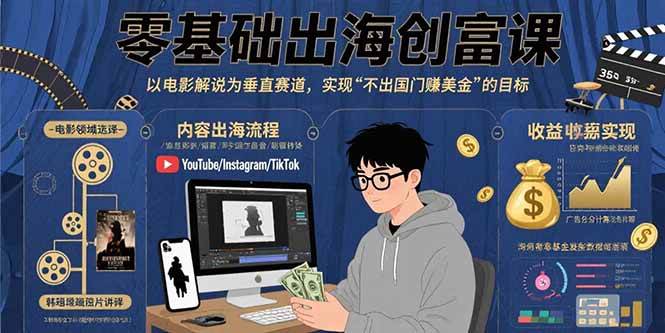 零基础出海创富课：以电影解说为垂直赛道，实现不出国门赚美金的目标-徐小晨博客