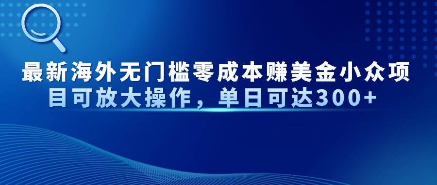 最新海外无门槛零成本赚美金小众项目可放大操作，单日可达300+-徐小晨博客