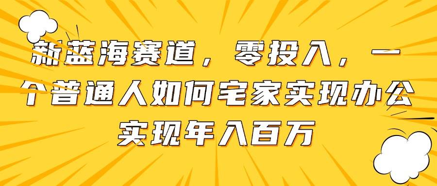 新蓝海赛道，零投入，一个普通人如何宅家办公实现年入百万-徐小晨博客