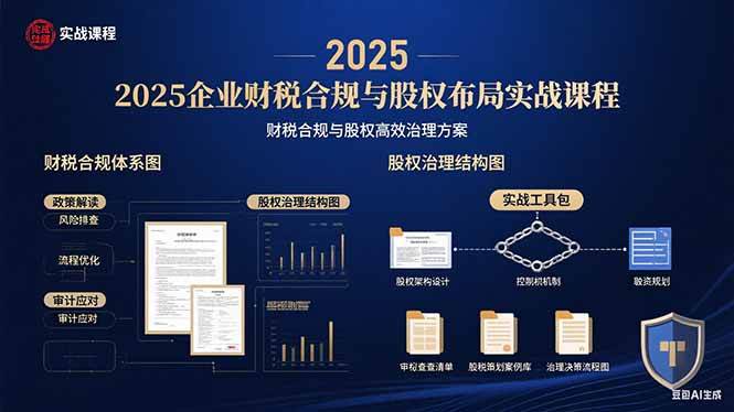 2025企业财税合规与股权布局的实战课程：财税合规与股权高效治理方案-徐小晨博客