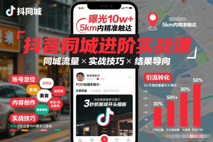 抖音同城实战课，掌握精准引流技巧，实现本地流量高效转化-徐小晨博客