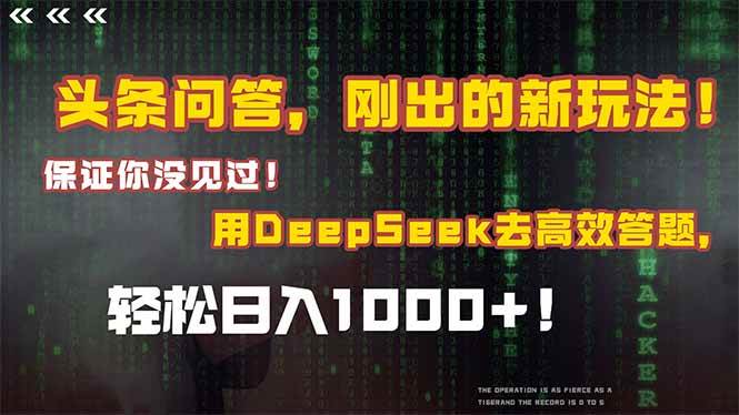 头条问答，刚出的新玩法！保证你没见过！结合Deepseek高效答题，日入1000+-徐小晨博客