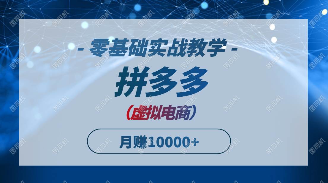 拼多多虚拟电商，零基础实战教学，快速打爆商品，新手也能月入10000+-徐小晨博客