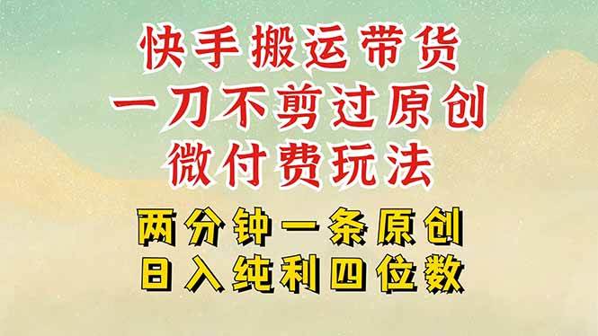 快手黑科技搬运带货，一刀不剪过原创，微付费投流玩法，轻松日入四位数…-徐小晨博客