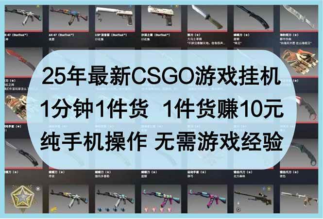 25年最新CSGO游戏挂机，1分钟1件货，1件货赚10元 纯手机操作 无需游戏经验-徐小晨博客