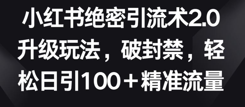 小红书绝密引流术2.0升级玩法，破封禁，轻松日引100+精准流量【揭秘】-徐小晨博客