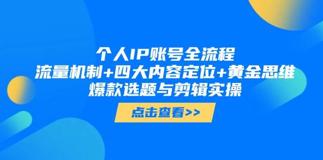 个人IP账号全流程：流量机制+四大内容定位+黄金思维, 爆款选题与剪辑实操-徐小晨博客