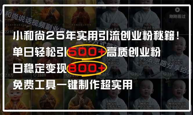 小和尚2025年实用引流秘籍！单日轻松引500+高质量创业粉，日变现800+，…-徐小晨博客