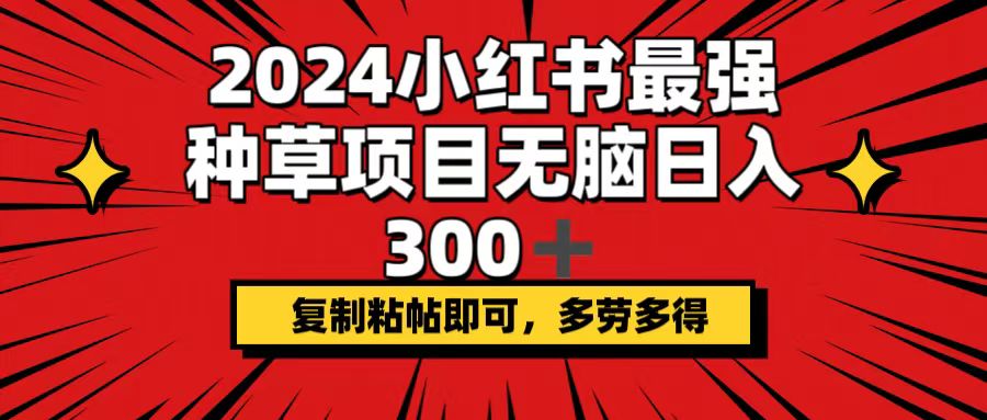 2024小红书最强种草项目，无脑日入300+，复制粘帖即可，多劳多得-徐小晨博客