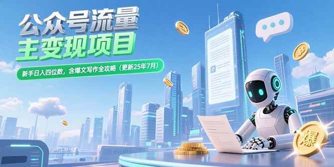 公众号流量主变现项目,新手日入四位数,含爆文写作全攻略(更新25年7月-徐小晨博客