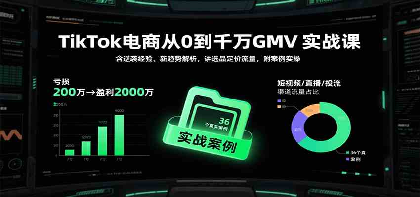 TikTok电商从0到千万GMV实战课，含逆袭经验、新趋势解析，讲选品定价流量，附案例实操-徐小晨博客