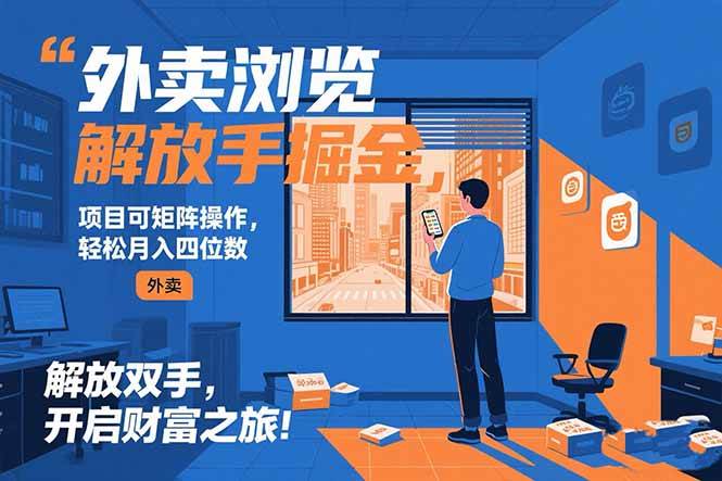 外卖浏览掘金项目 可矩阵操作 轻松日入500+-徐小晨博客