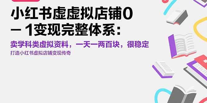 小红书虚拟店铺0-1变现完整体系：卖学科类虚拟资料，一天一两百块，很稳定-徐小晨博客