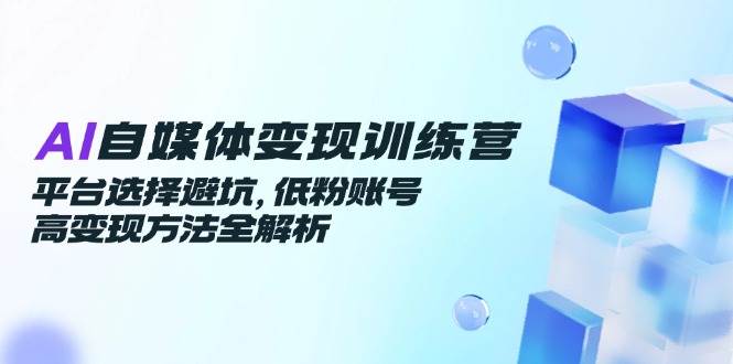 AI自媒体变现训练营，平台选择避坑，低粉账号高变现方法全解析-徐小晨博客