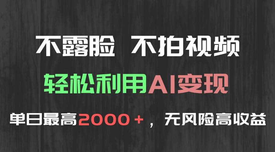不露脸，不拍视频，轻松利用AI变现，单日最高2000＋，无风险高利润-徐小晨博客