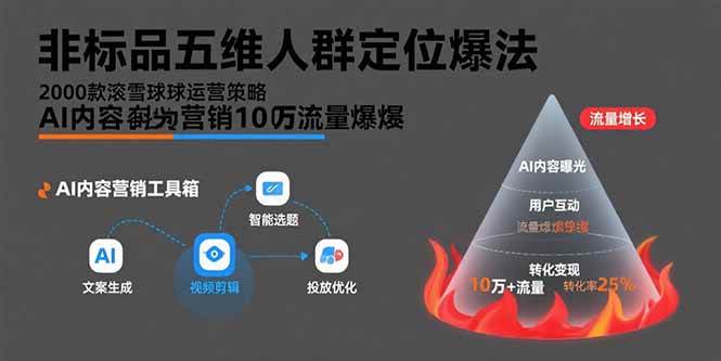 非标品五维人群定位法，2000款滚雪球运营策略，AI内容营销10万流量引爆-徐小晨博客