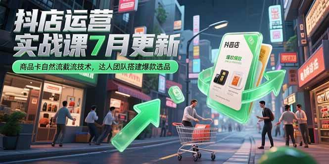 抖店运营实战课7月更新，商品卡自然流截流技术，达人团队搭建爆款选品-徐小晨博客