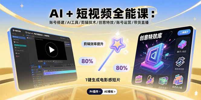 AI+短视频全能课：账号搭建/AI工具/剪辑技术/创意特效/账号运营/带货直播-徐小晨博客
