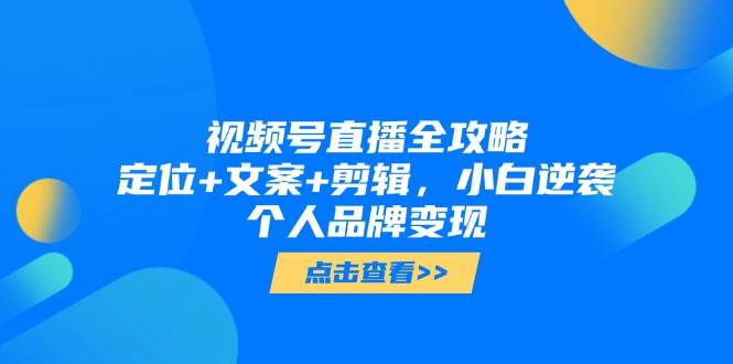 视频号直播全攻略，定位+文案+剪辑，小白逆袭个人品牌变现-徐小晨博客
